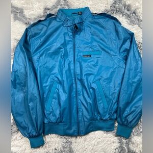 Vtg Members Only Racer Teal Blue  Full Zip Bomber Jacket 40medium